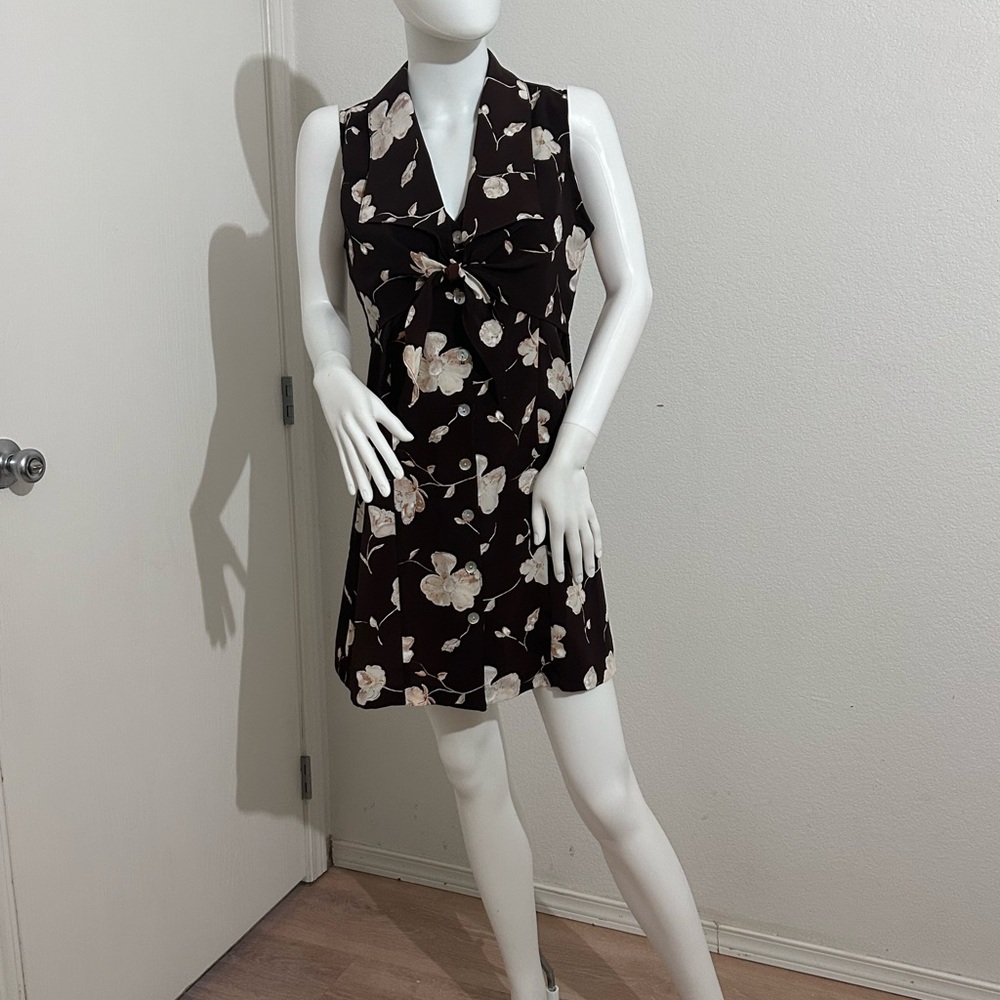 Mine Brown Floral Mini Dress
